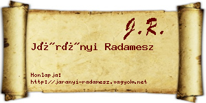 Járányi Radamesz névjegykártya